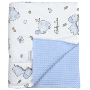 Κουβέρτα κρεβατιού πικέ διπλής όψης σιέλ-165Κ