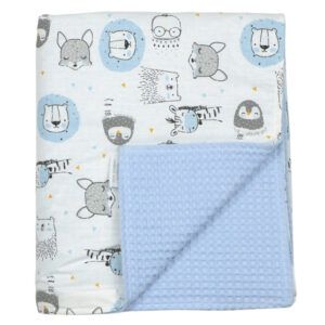 Κουβέρτα αγκαλιάς πικέ διπλής όψης σιέλ-164Κ